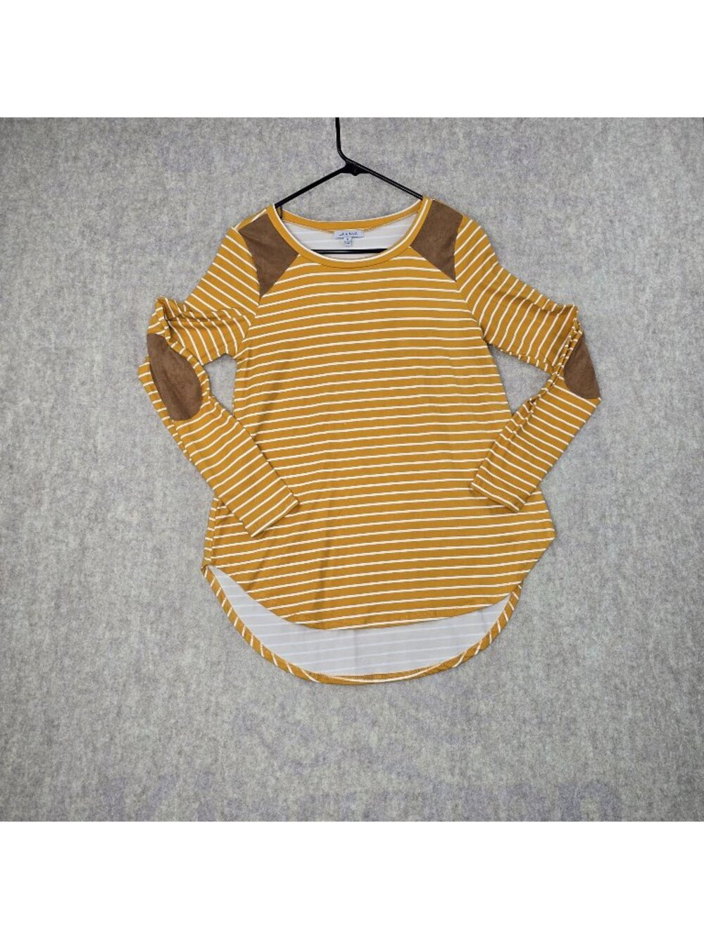 White Birch Womens Mustard Yellow & White Striped Long Sleeve Top S